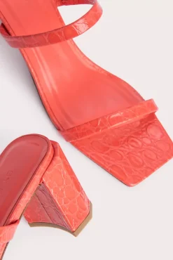 Tanya Coral Circular Croco Embossed Leather
