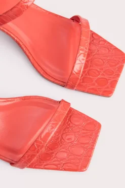 Tanya Coral Circular Croco Embossed Leather
