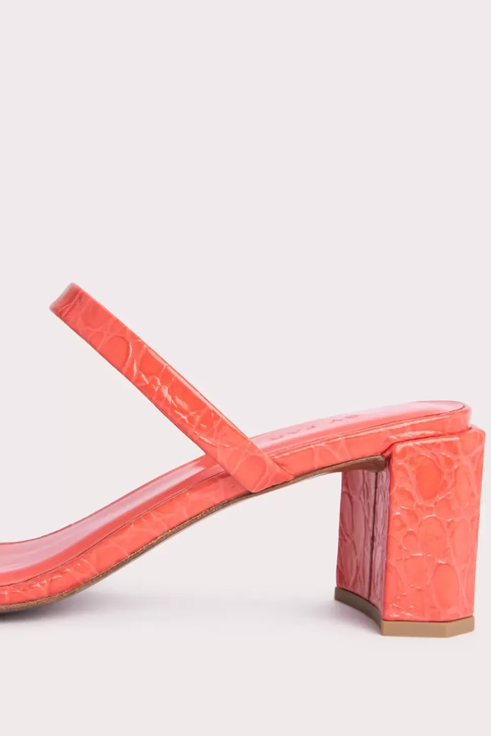 Tanya Coral Circular Croco Embossed Leather