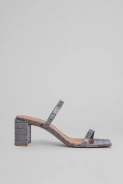 Tanya Grey Croco Embossed Leather