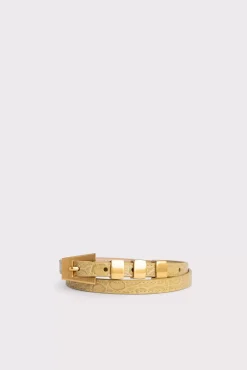 Vic Flax Circular Croco Embossed Leather