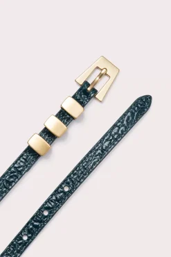 Vic Petrol Circular Croco Embossed Leather