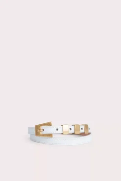 Vic White Lizard Embossed Leather