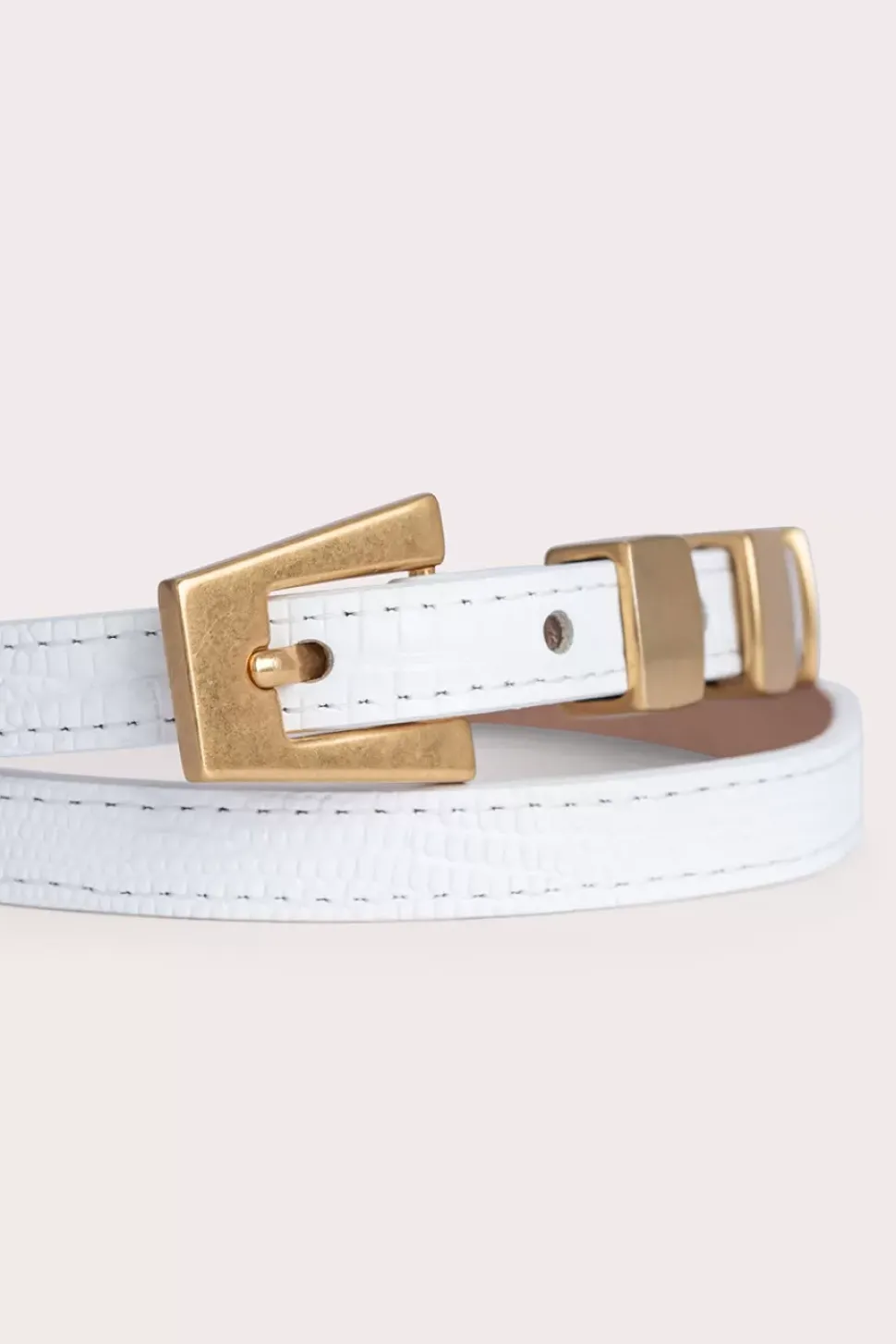 Vic White Lizard Embossed Leather