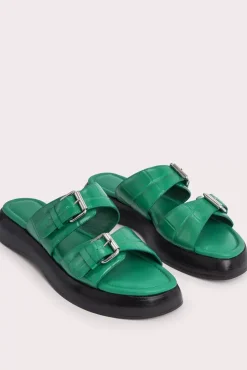 Wyatt Clover Green Maxi Croco And Nappa Leather
