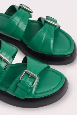 Wyatt Clover Green Maxi Croco And Nappa Leather
