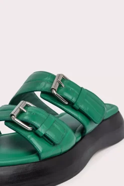Wyatt Clover Green Maxi Croco And Nappa Leather