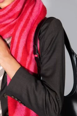 Zebra Scarf Red Hot Pink Alpaca