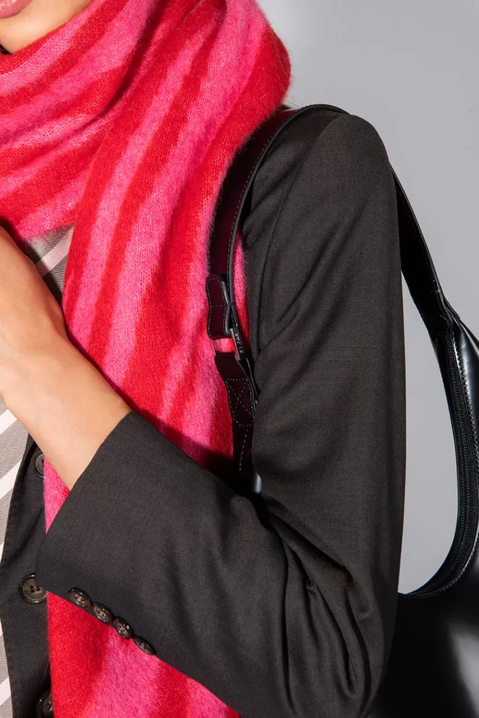 Zebra Scarf Red Hot Pink Alpaca