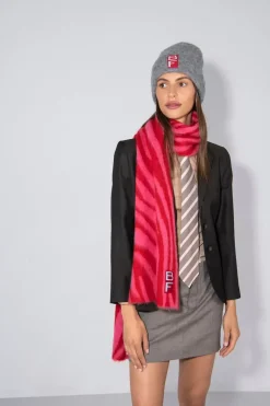 Zebra Scarf Red Hot Pink Alpaca